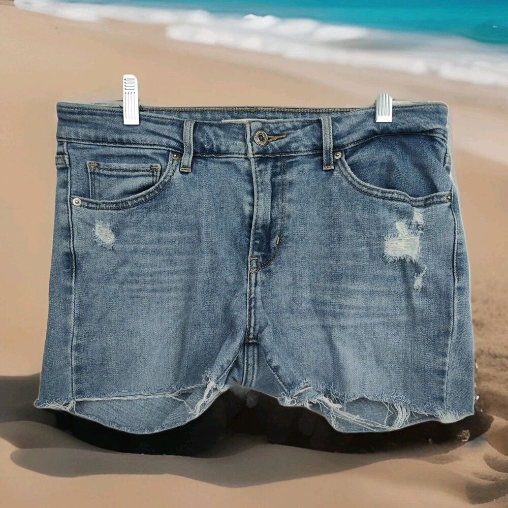 Levi's 711 skinny cut-off shorts, women's size 29, distressed, medium wash blue